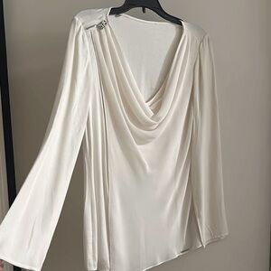 Guess Cream Drape Neck Blouse